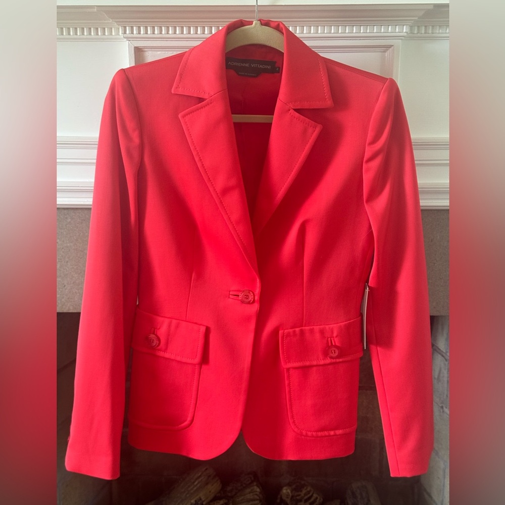 Vintage Adrian Vittadini coral single breasted blazer. New with tags. Size 2.